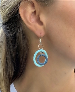 <Spiral Double Ring Earring -  lighter blues