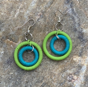 Spiral Double Ring Earring - yellow/blue