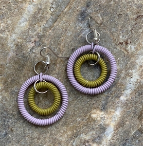 Spiral Double Ring Earring - lavender/green