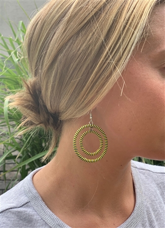 Earring Striped Hoop - Indigo Lemon