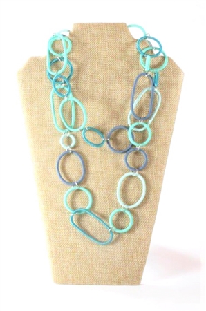 Spiral Ring Necklace Long - Marine