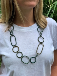 Spiral Necklace Striped  - Green Tile