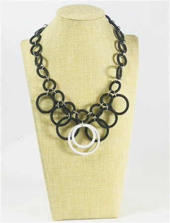 Ring Necklace Short - Black & White OUT OF STOCK