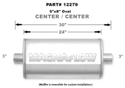 Magnaflow 5x8 Singe 3" In/Single 3" Out 24" Stainless Muffler
