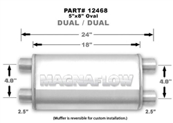Magnaflow 5x8 Dual 2.5" In/Dual 2.5" Out 18" Stainless Muffler