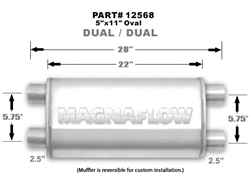 Magnaflow 5x11 Dual 2.5" In/Dual 2.5" Out 22" Stainless Muffler