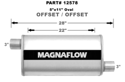 Magnaflow 5x11 Singe 3" In/Single 3" Out 22" Stainless Muffler Offset/Offset