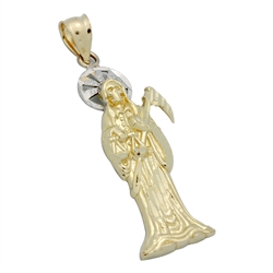 14KTDCP1004 - 14KT Gold Santa Muerte Pendant 45mm
