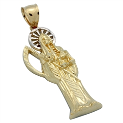 14KTDCP1005 - 14KT Gold Santa Muerte Pendant 57mm
