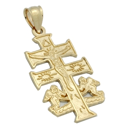 14KTDCP1009 - 14KT Gold Caravaca Cross Pendant 38mm