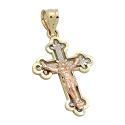 14KTDCP1020 - 14KT Gold Filigree Crucifix Cross Pendant 29mm