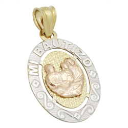 14KTDCP1028 - 14KT Gold Mi Bautizo Religious Pendant 26mm