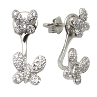 Sterling Silver CZ Butterfly Dangling Earring-CD003