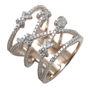 Sterling Silver CZ Rose Gold Plated Ladies Ring