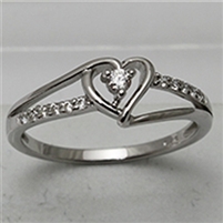 Sterling Silver CZ Heart Ladies Ring-CR026
