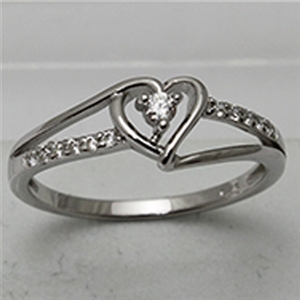 Sterling Silver CZ Heart Ladies Ring sslr001