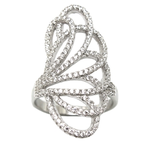 Sterling Silver CZ Ladies Ring-CR039
