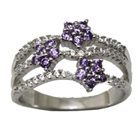 Sterling Silver CZ Flower Ladies Ring-CR053