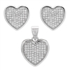 CZSS1002 Sterling Silver Micropave Hearts Pendant Earrings Set