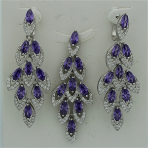 CZSS1012-AM Sterling Silver Marquis Purple Amethyst CZ Sets