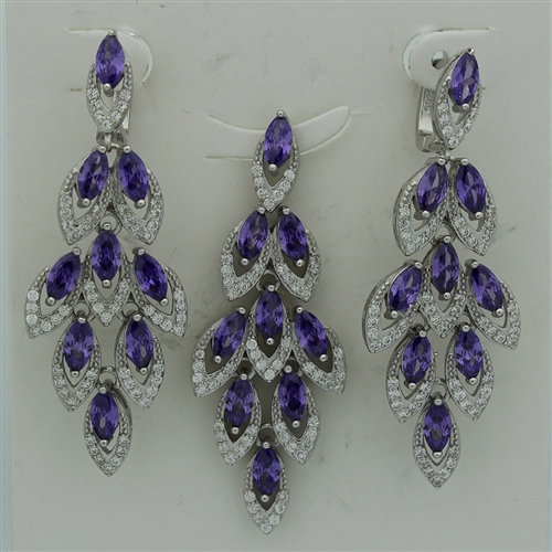 CZSS1012-AM Sterling Silver Marquis Purple Amethyst CZ Sets