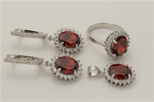 CZSS1014-GA Sterling Silver Oval CZ Sets