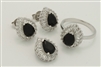 CZSS1015-BK Sterling Silver Teardrop CZ Sets