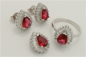 CZSS1015-RU Sterling Silver Teardrop CZ Sets