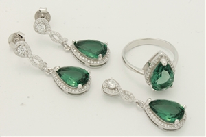 CZSS1018-GR Sterling Silver Teardrop CZ Sets