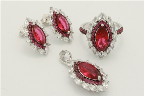 CZSS1020-RU Sterling Silver Marquis CZ Sets