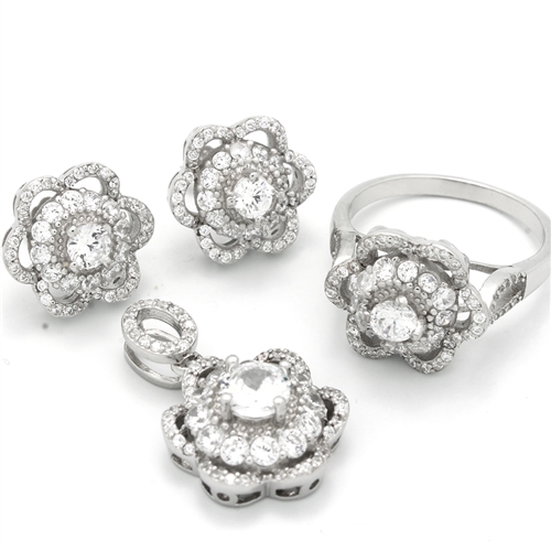 CZSS1027 Sterling Silver Heart CZ Sets