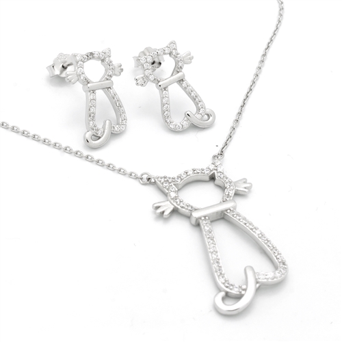 CZSS1035 Sterling Silver Cat CZ Sets