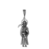 DCP1002 Silver Oxidize Santa Muerte Pendant 45mm