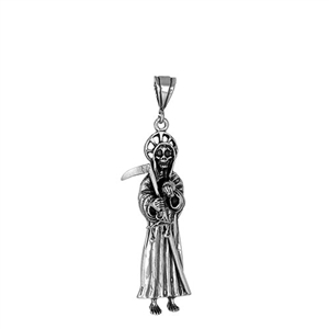 DCP1004 Silver Oxidize Santa Muerte Pendant 73mm