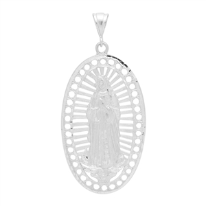 DCP1038 Silver Guadalupe Sun Pendant 75mm