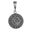 DCP1047 Silver Oxidize Aztec Calendar Pendant 24mm