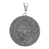 DCP1049 Silver Oxidize Aztec Calendar Pendant 38mm