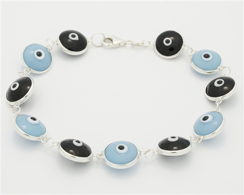 EEB16- Sterling Silver Evil Eye Bracelet