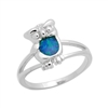 LOR1001-BO Sterling Silver Blue Lab Opal Owl Ring