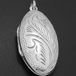 LPS1025 - Silver Big Oval Engraved Locket