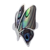 M-R1002-AB Silver Abalone Sideways Butterfly Ring