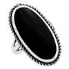 M-R1004-BO Silver Black Onyx Elongated Ring 25mm