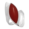 M-R1013-RC Silver Red Coral Long  Ring