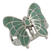 M-R1015-GT Silver Green Turquoise Butterfly Ring