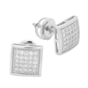 MCER1018 - Sterling Silver CZ Micropave Square Stud Earrings