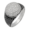 MMCR1009 SILVER MICROPAVE 14MM GREEK DESIGN CZ MENS RING
