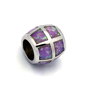 OPP1007-P Silver Pink Opal Round Slider Pendant 11mm