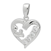 PCZ1012 - Silver CZ Mother Child heart Pendant