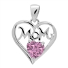 PCZ1040 - Silver CZ Mom Heart Pendant