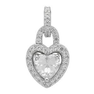 PCZ1043 - Silver CZ Heart Lock Pendant